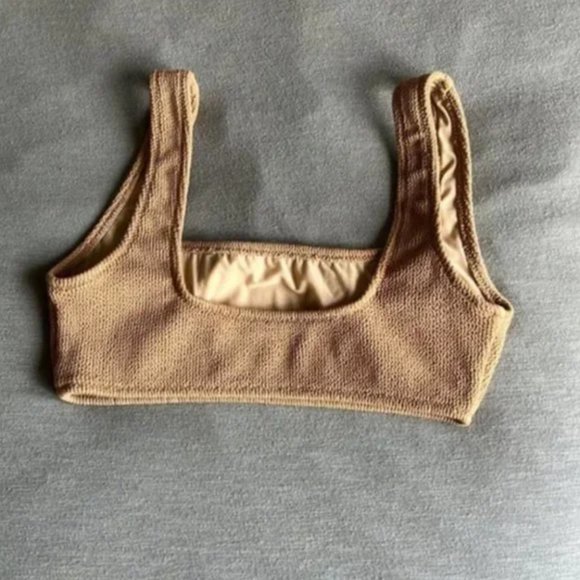 LIKE NEW ASOS Bec & Bridge Bombora Crinkle Bikini Top Caramel Nude - Picture 7 of 7